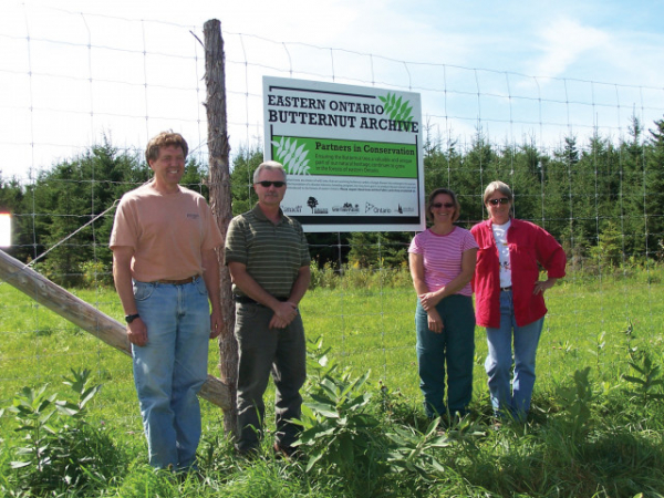 Rose Fleguel, right, at a tolerant butternut orchard with other conservation partners.